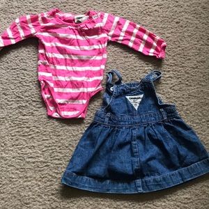 Oshkosh size 9 months jeans dress and onesie